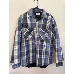 Vintage 80s Private Property Flannel Quilted Lined Jacket Size LARGE Made In USA